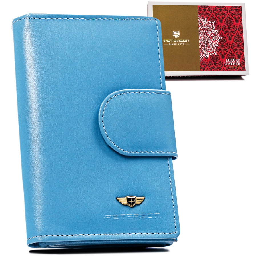 Mittlere Damen Geldbörse aus Leder mit Druckknopf – Peterson – Bild 2