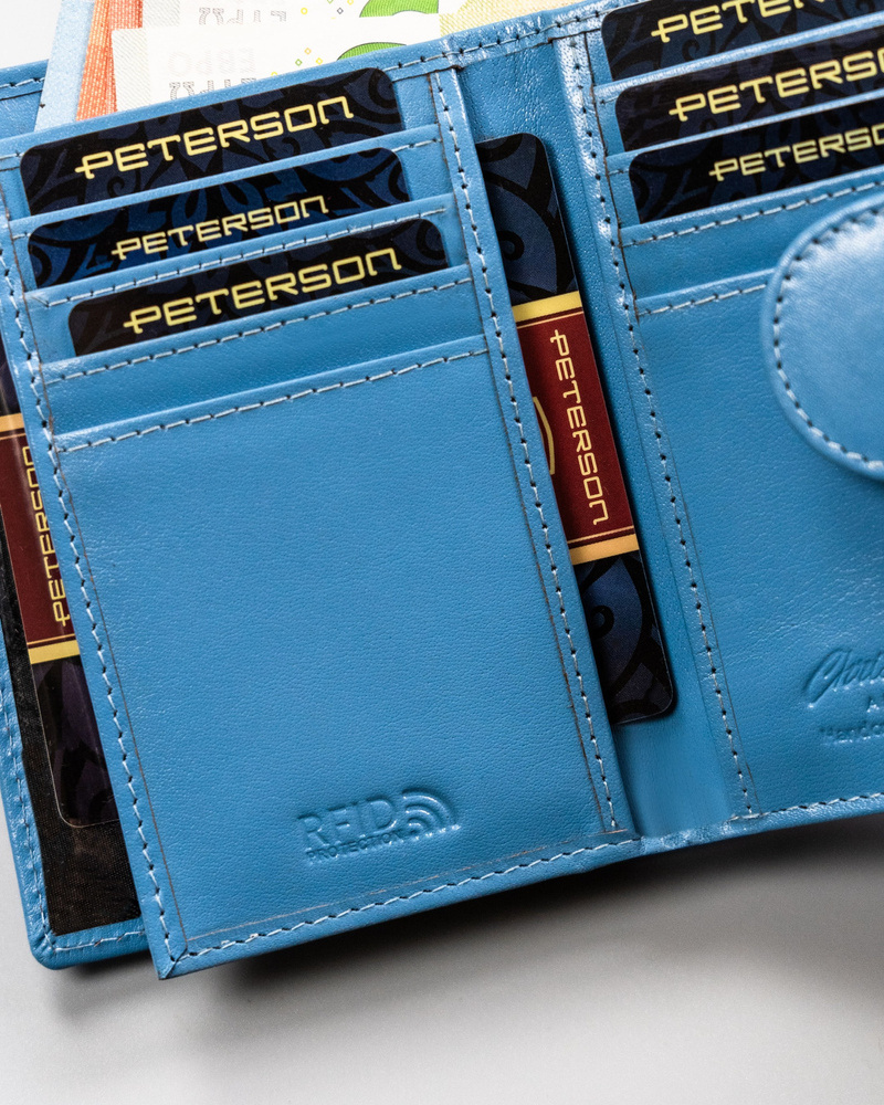 Mittlere Damen Geldbörse aus Leder mit Druckknopf – Peterson – Bild 11