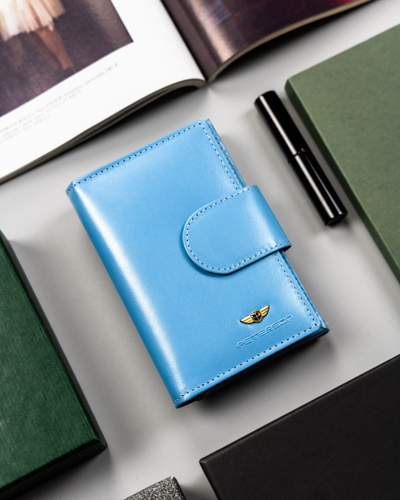 Mittlere Damen Geldbörse aus Leder mit Druckknopf – Peterson – Bild 5