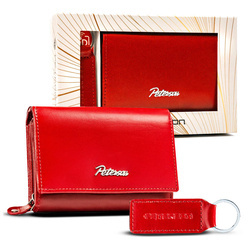 Geschenkset: große Damen Geldbörse und Schlüsselanhänger aus Leder – Peterson