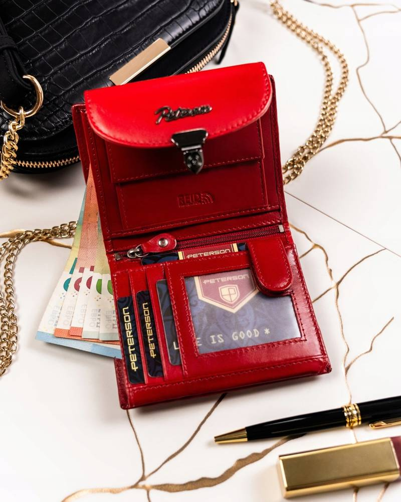 Geschenkset: Damen Geldbörse und Schlüsselanhänger aus Leder – Peterson – Bild 4