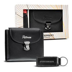 Geschenkset: Damen Geldbörse und Schlüsselanhänger aus Leder – Peterson
