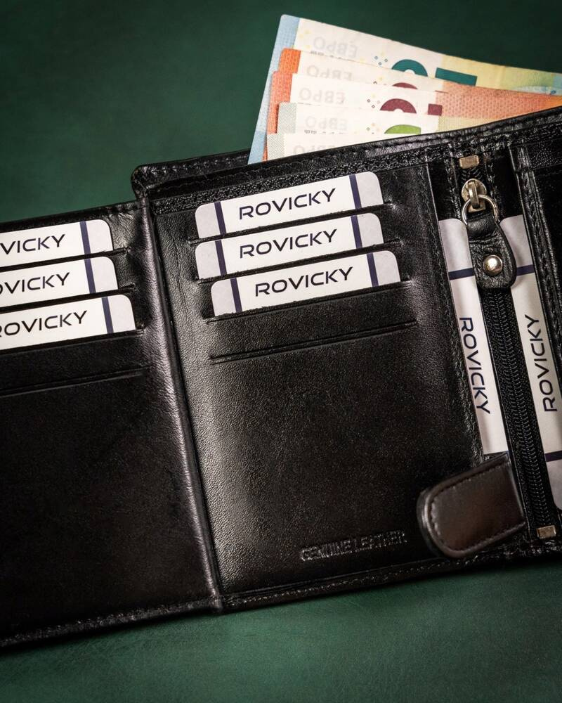 Geschenkset: elegante Herren Geldbörse aus Leder und Schlüsselanhänger – Rovicky – Bild 10