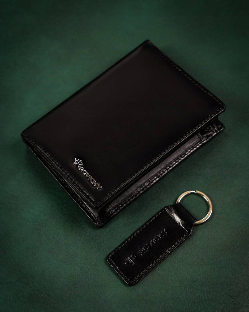 Geschenkset: elegante Herren Geldbörse aus Leder und Schlüsselanhänger – Rovicky – Bild 3