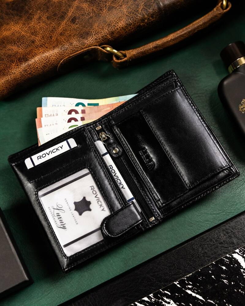 Geschenkset: elegante Herren Geldbörse aus Leder und Schlüsselanhänger – Rovicky – Bild 7