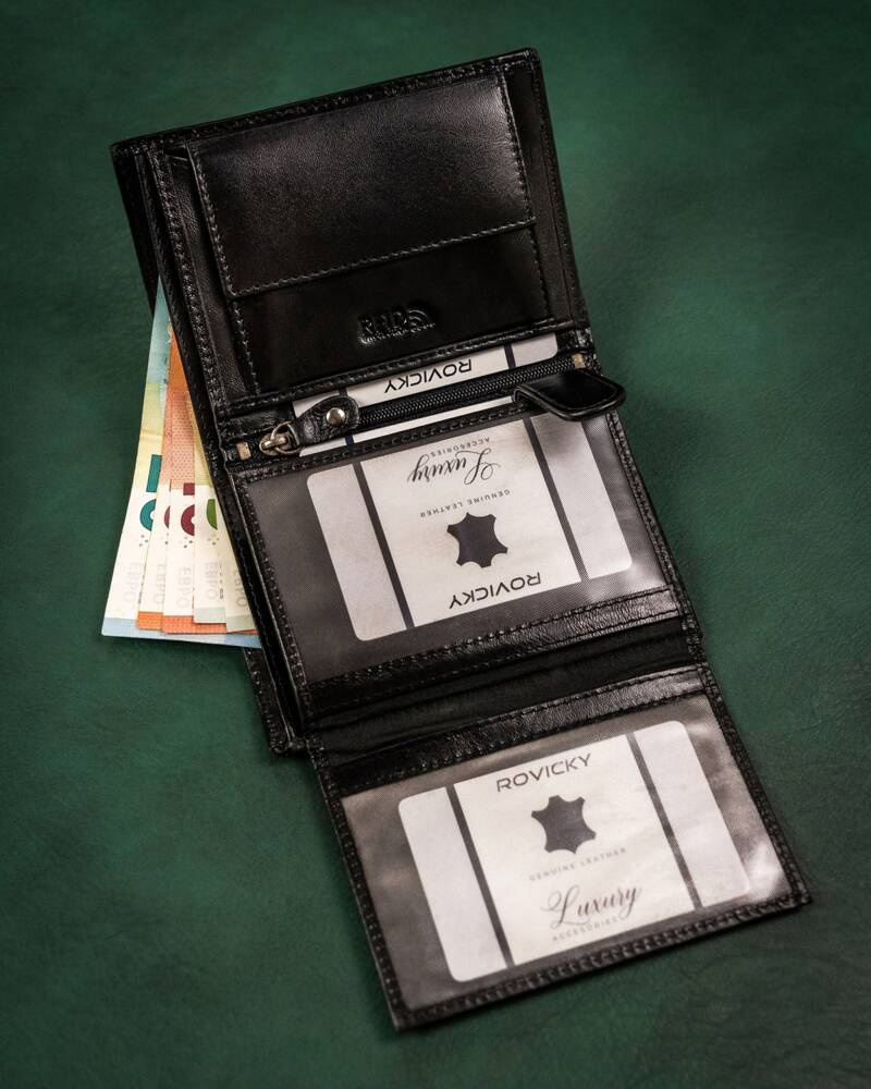 Geschenkset: elegante Herren Geldbörse aus Leder und Schlüsselanhänger – Rovicky – Bild 8