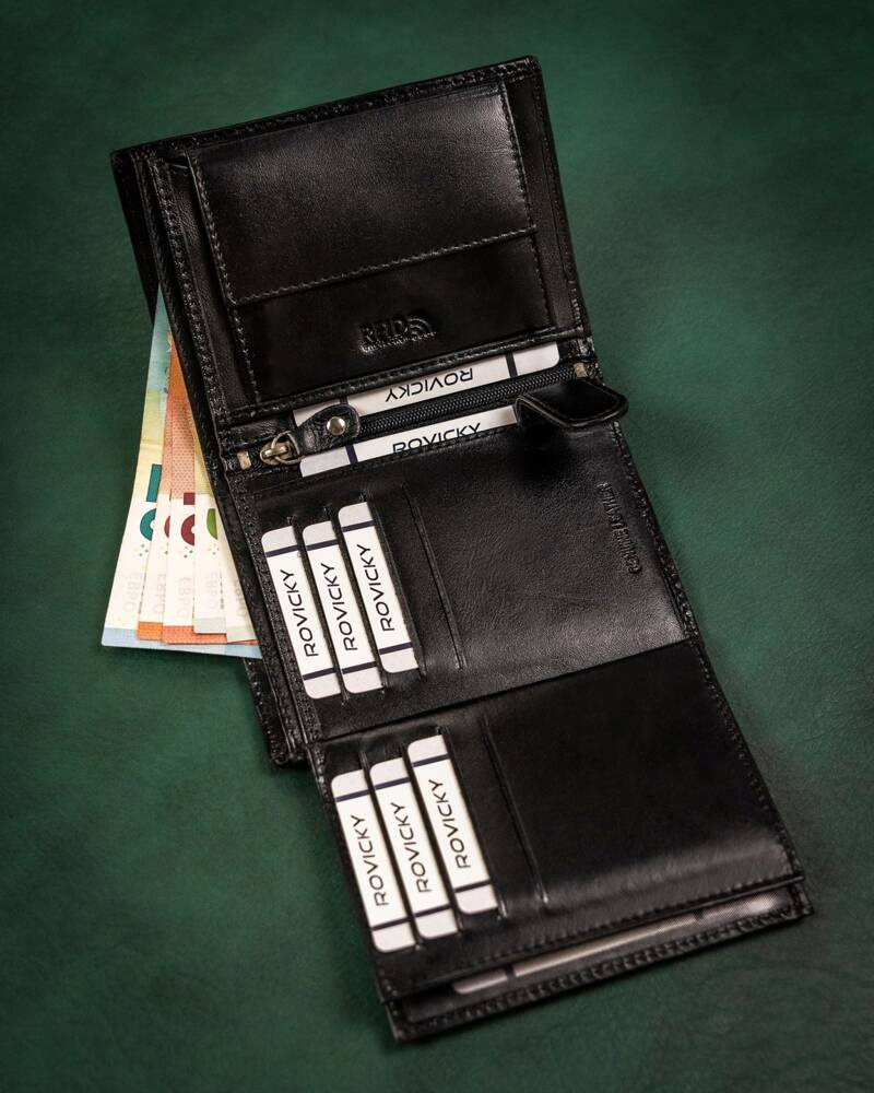 Geschenkset: elegante Herren Geldbörse aus Leder und Schlüsselanhänger – Rovicky – Bild 9