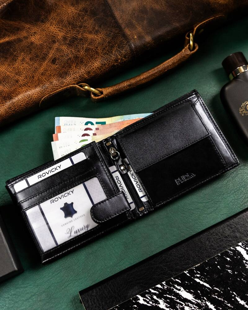 Geschenkset: Herren Geldbörse aus Leder und Schlüsselanhänger – Rovicky – Bild 6
