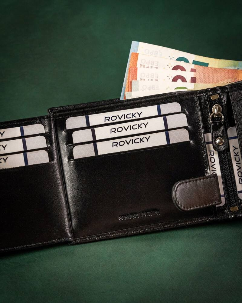 Geschenkset: Herren Geldbörse aus Leder und Schlüsselanhänger – Rovicky – Bild 9