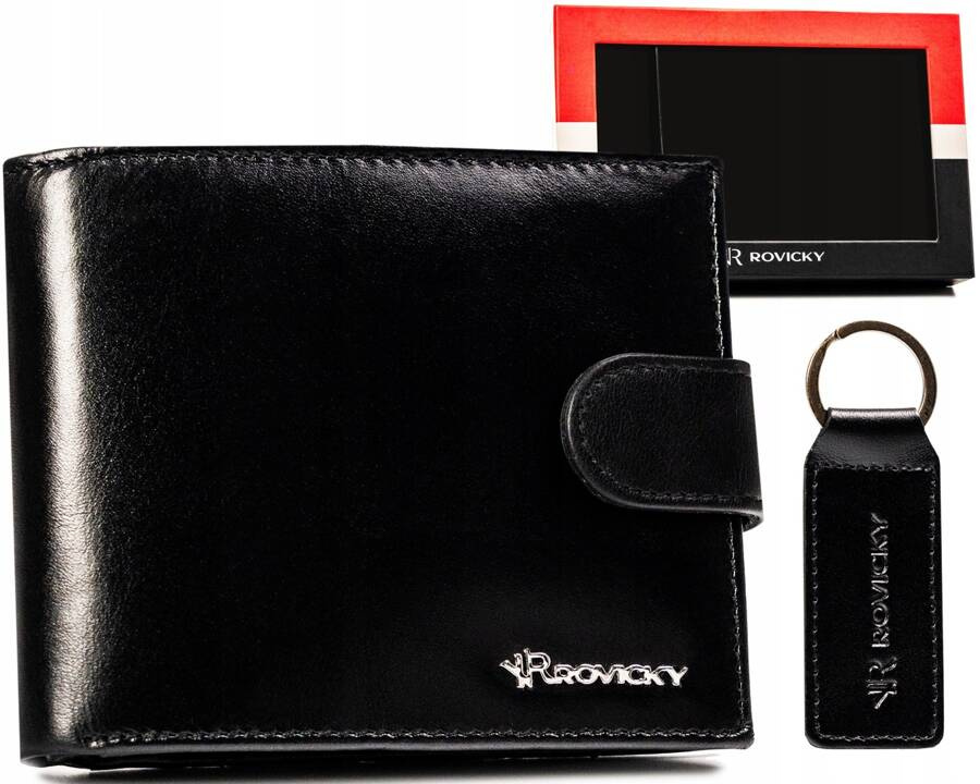 Geschenkset: Herren Geldbörse aus Leder und Schlüsselanhänger – Rovicky