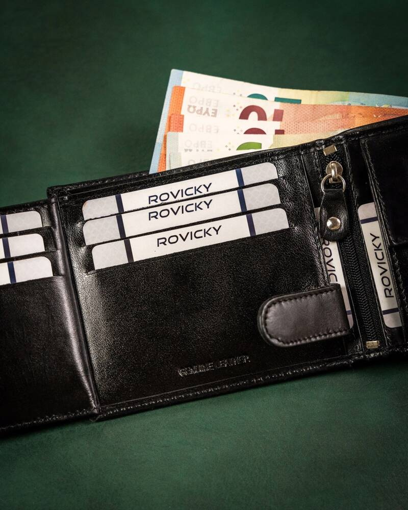 Geschenkset: Herren Geldbörse aus Leder und Schlüsselanhänger – Rovicky – Bild 10