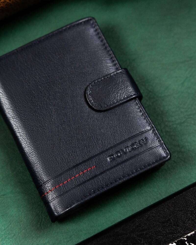 Klassische Herren Geldbörse aus Leder mit Druckknopf – Rovicky – Bild 3
