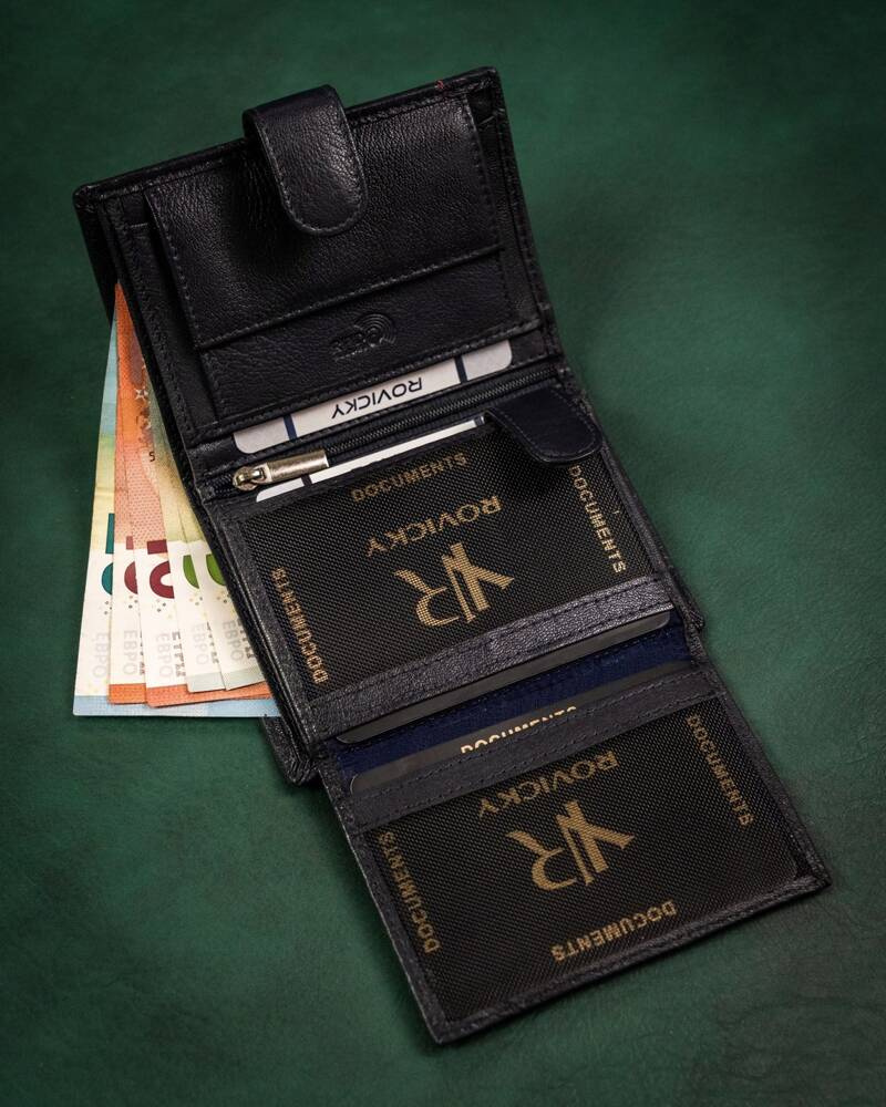 Klassische Herren Geldbörse aus Leder mit Druckknopf – Rovicky – Bild 7
