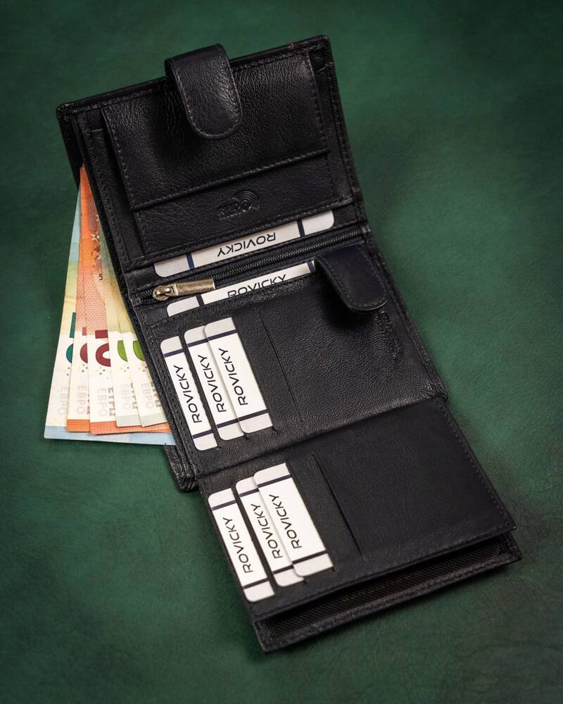 Klassische Herren Geldbörse aus Leder mit Druckknopf – Rovicky – Bild 8