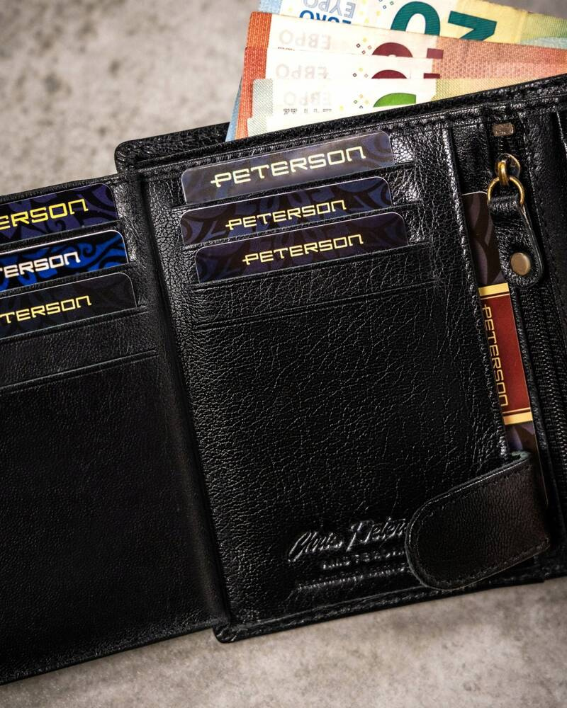 Geschenkset: Elegante Herren Geldbörse aus Leder und Schlüsselanhänger – Peterson – Bild 3