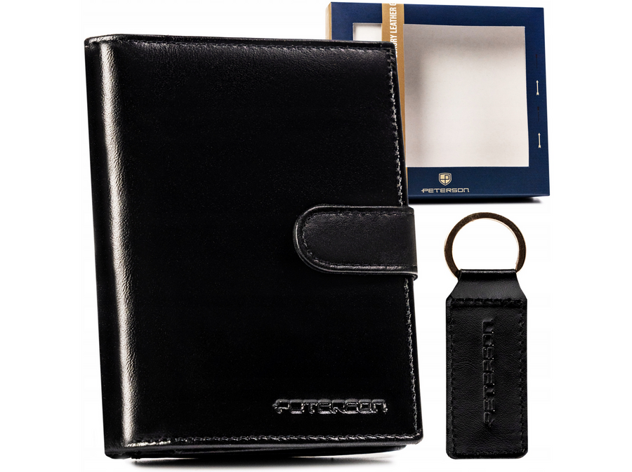 Geschenkset: Elegante Herren Geldbörse aus Leder und Schlüsselanhänger – Peterson