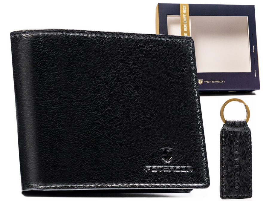 Geschenkset: Herren Geldbörse aus Leder und Schlüsselanhänger – Peterson