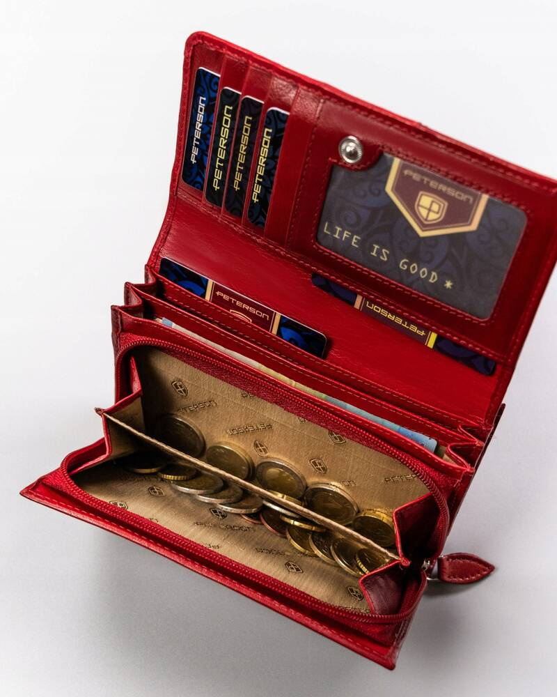Große Damen Geldbörse aus Leder mit Druckknopf – Peterson – Bild 8
