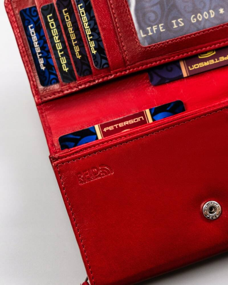 Große Damen Geldbörse aus Leder mit Druckknopf – Peterson – Bild 7