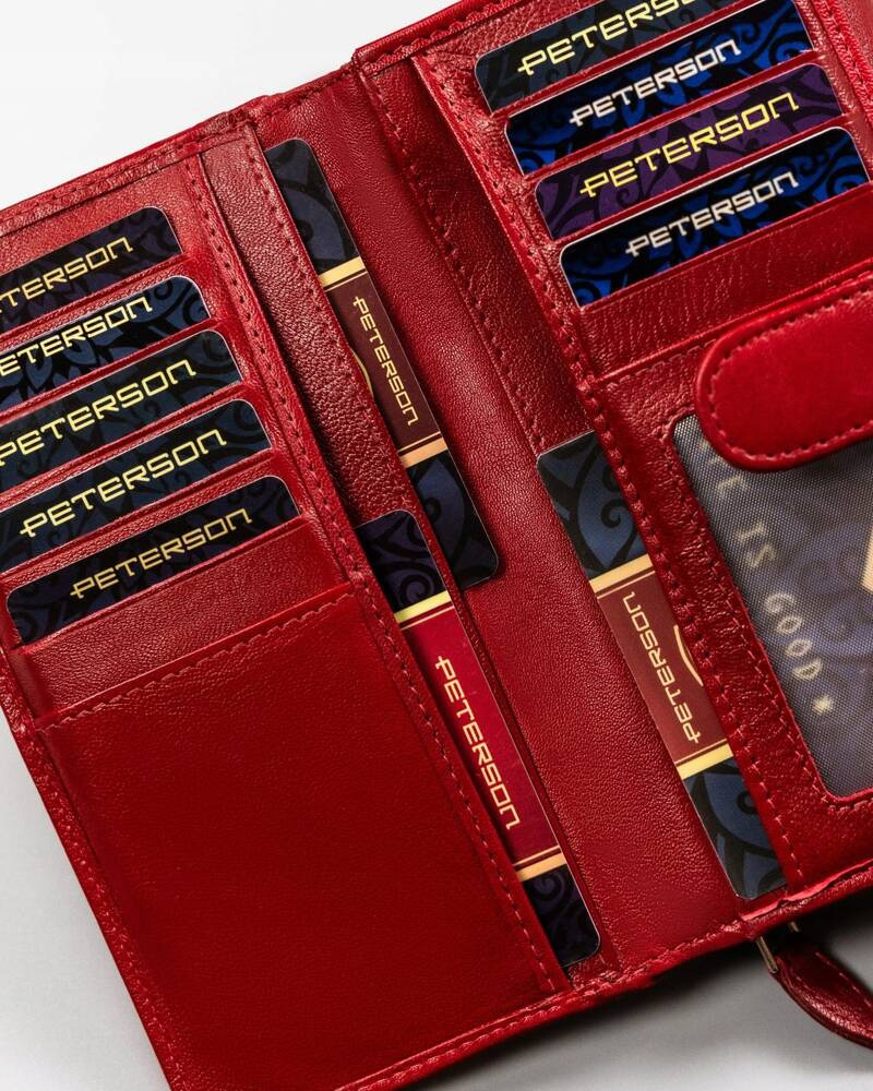 Große Damen Geldbörse aus Leder mit Druckknopf – Peterson – Bild 9