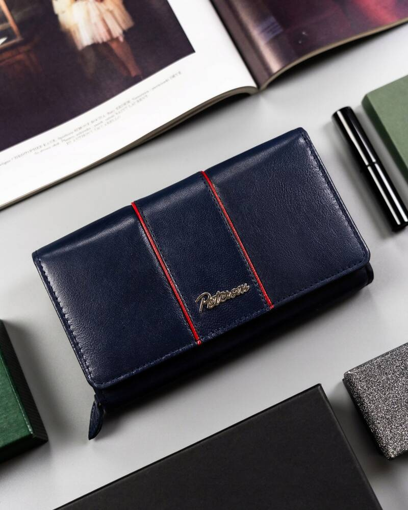 Große Damen Geldbörse aus Leder mit Druckknopf – Peterson – Bild 2