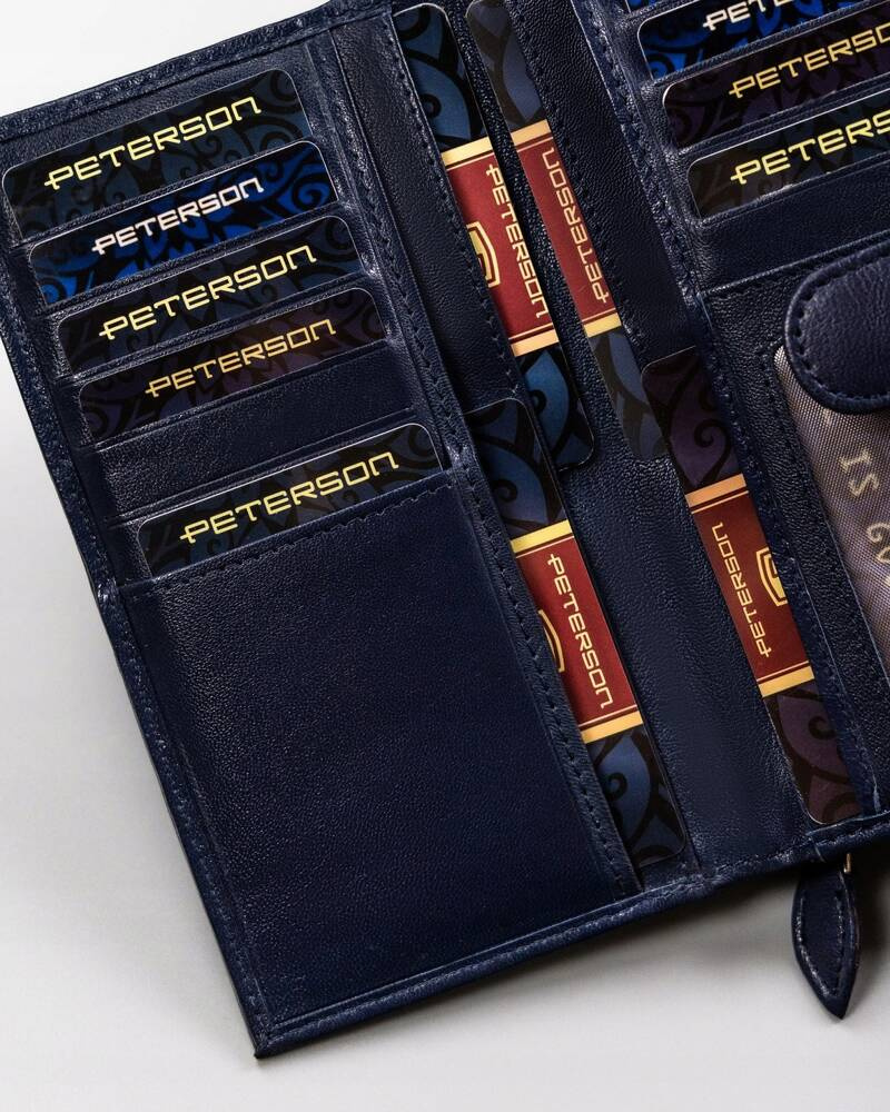 Große Damen Geldbörse aus Leder mit Druckknopf – Peterson – Bild 7