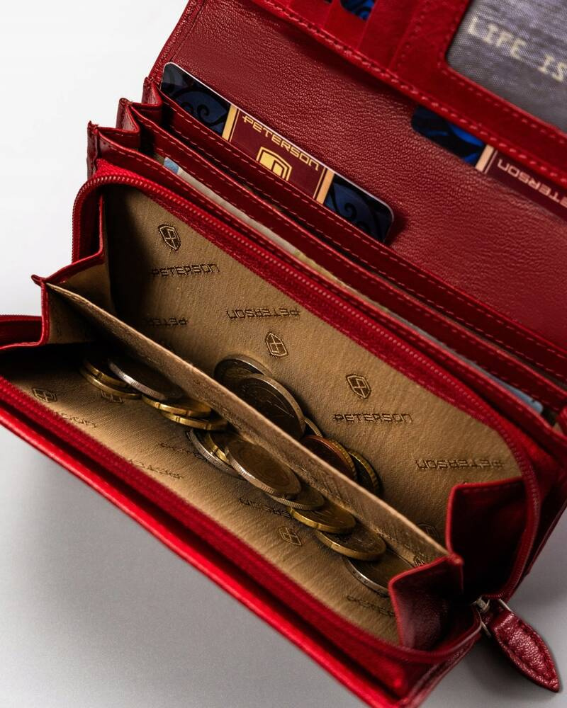 Große Damen Geldbörse aus Leder mit Druckknopf – Peterson – Bild 10