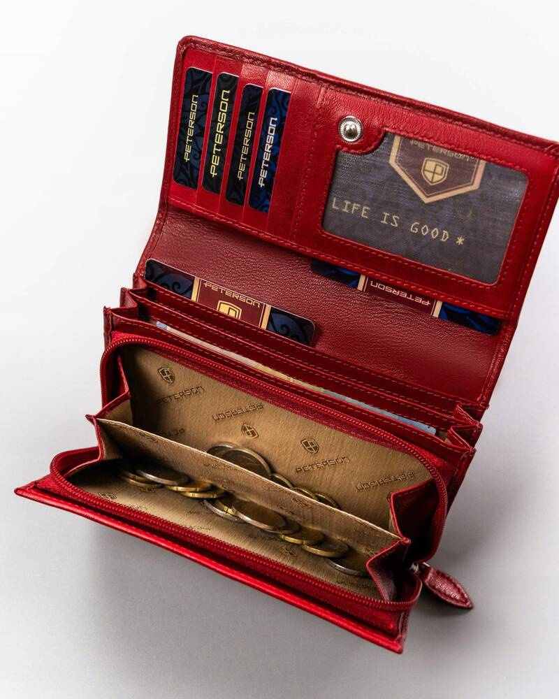 Große Damen Geldbörse aus Leder mit Druckknopf – Peterson – Bild 9