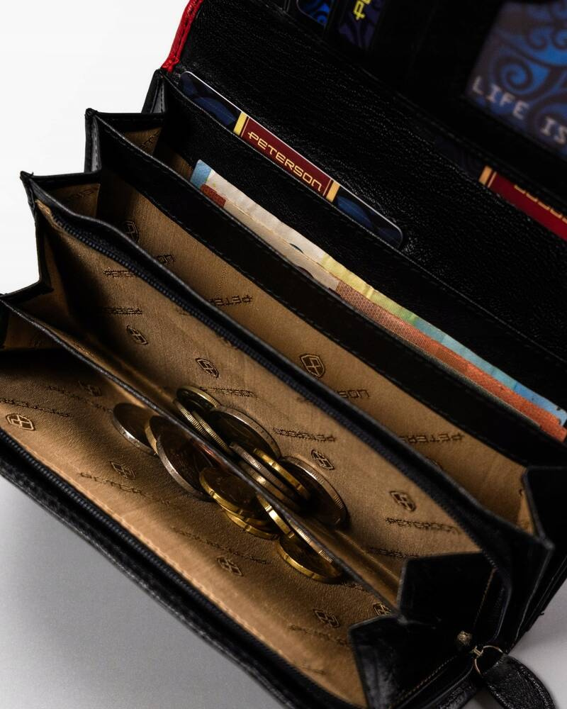 Große Damen Geldbörse aus Leder mit Druckknopf – Peterson – Bild 9