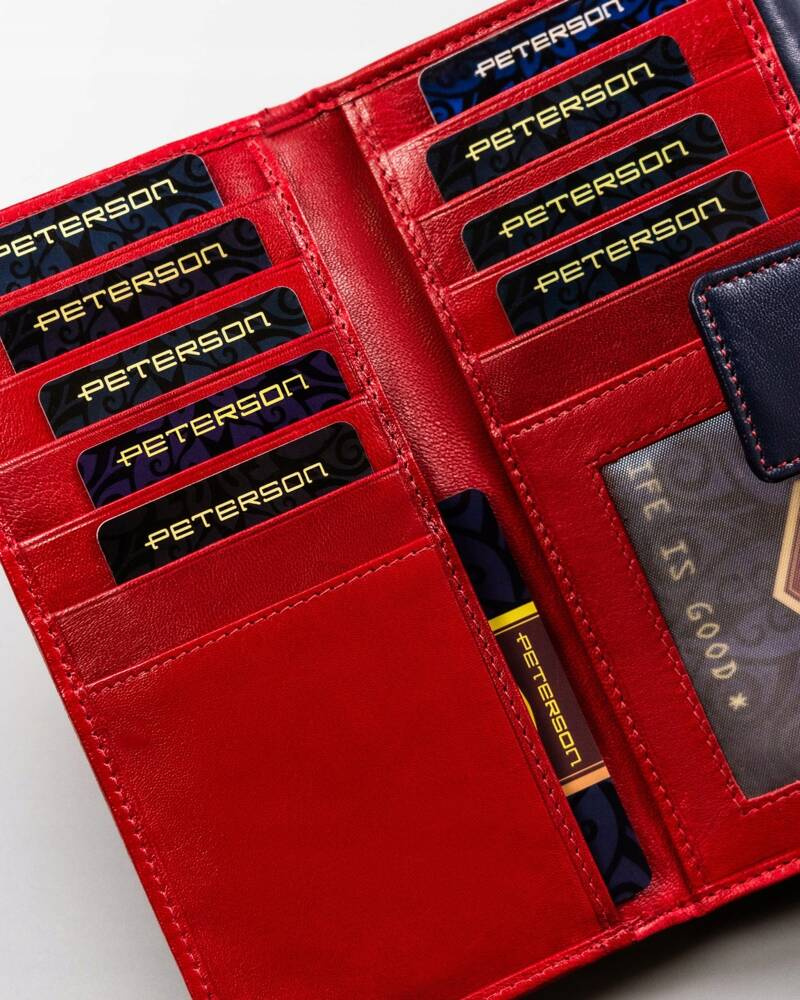 Große Damen Geldbörse aus Leder mit Druckknopf – Peterson – Bild 9