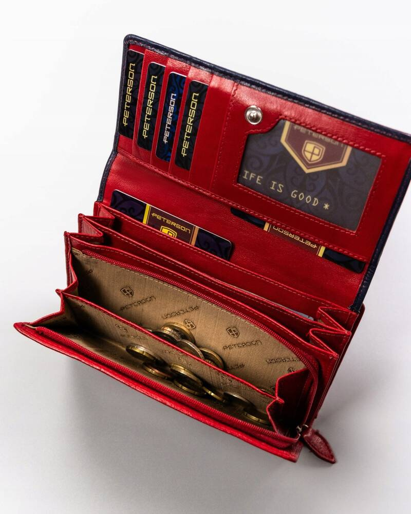 Große Damen Geldbörse aus Leder mit Druckknopf – Peterson – Bild 8