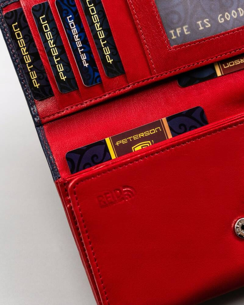 Große Damen Geldbörse aus Leder mit Druckknopf – Peterson – Bild 10