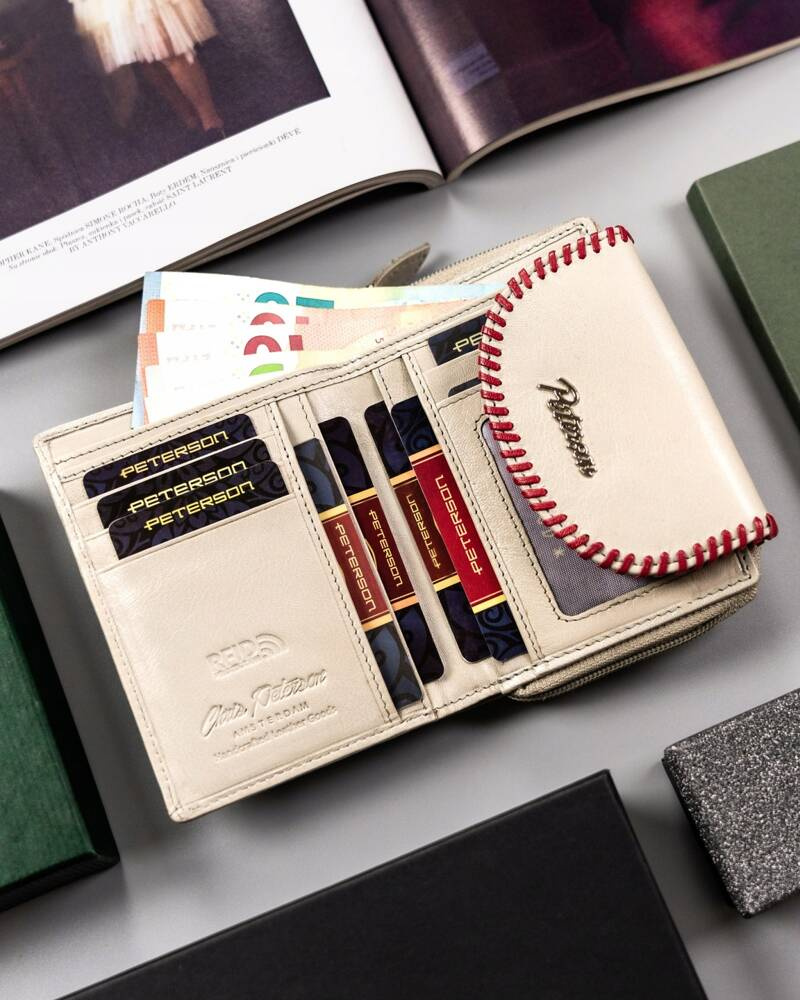 Damen Geldbörse aus Leder mit Druckknopf und Reißverschluss – Peterson – Bild 6