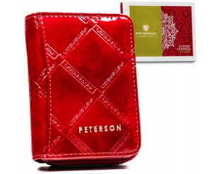 Kleine Damen Geldbörse aus Leder mit Reißverschluss und Druckknopf – Peterson