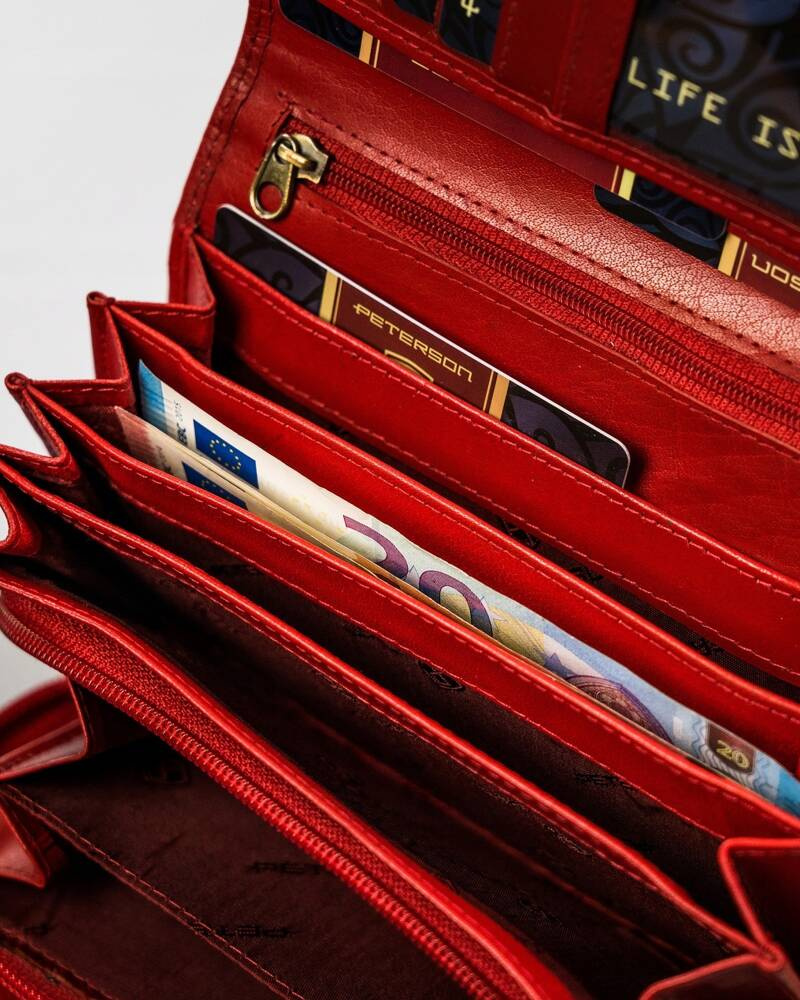 Klassische Damen Geldbörse aus Leder mit Druckknopf – Peterson – Bild 6