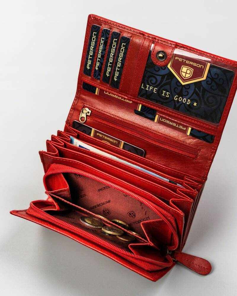 Klassische Damen Geldbörse aus Leder mit Druckknopf – Peterson – Bild 12