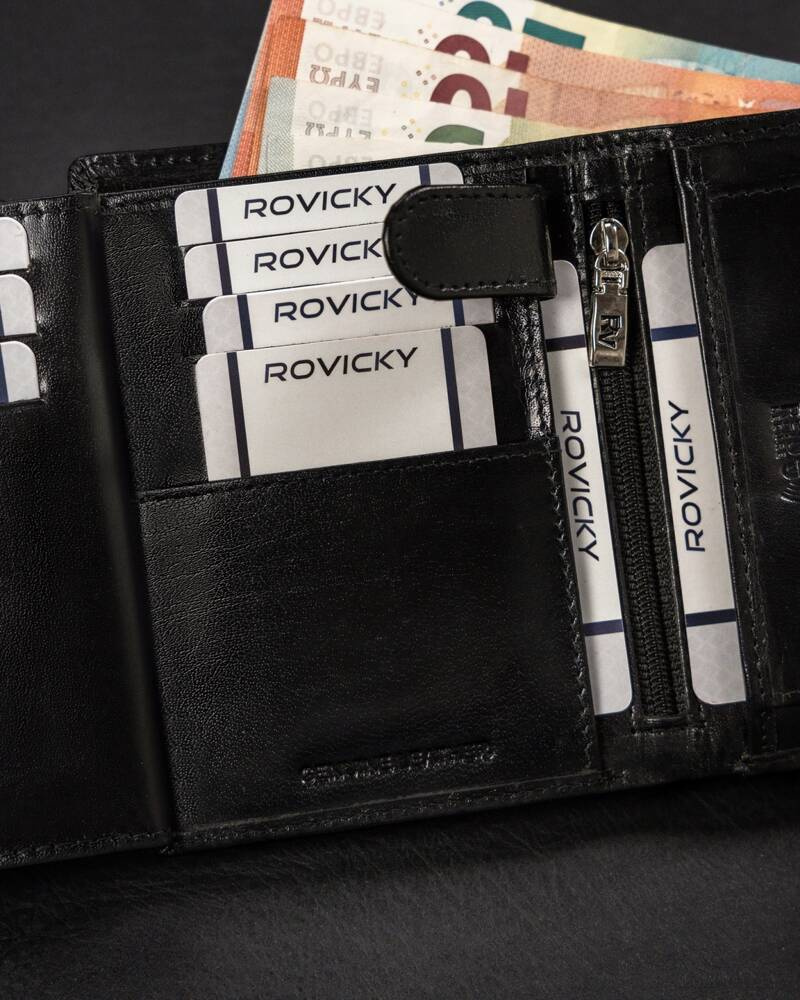 Herren Geldbörse Hochformat aus Leder ohne Verschluss – Rovicky – Bild 8