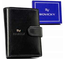 Herren Geldbörse Hochformat aus Leder mit Druckknopf – Rovicky