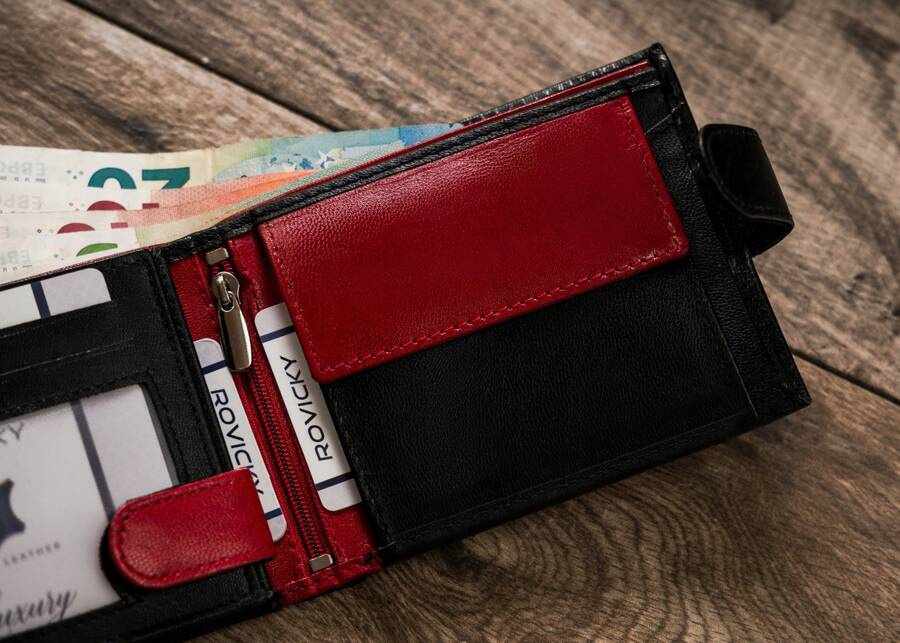 Große Herren Geldbörse aus Leder mit Druckknopf – Rovicky – Bild 11