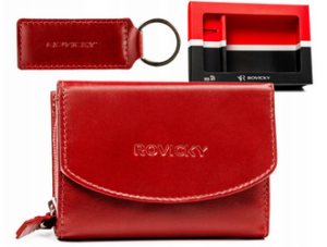Geschenkset: Damen Geldbörse aus Leder und Schlüsselanhänger – Rovicky