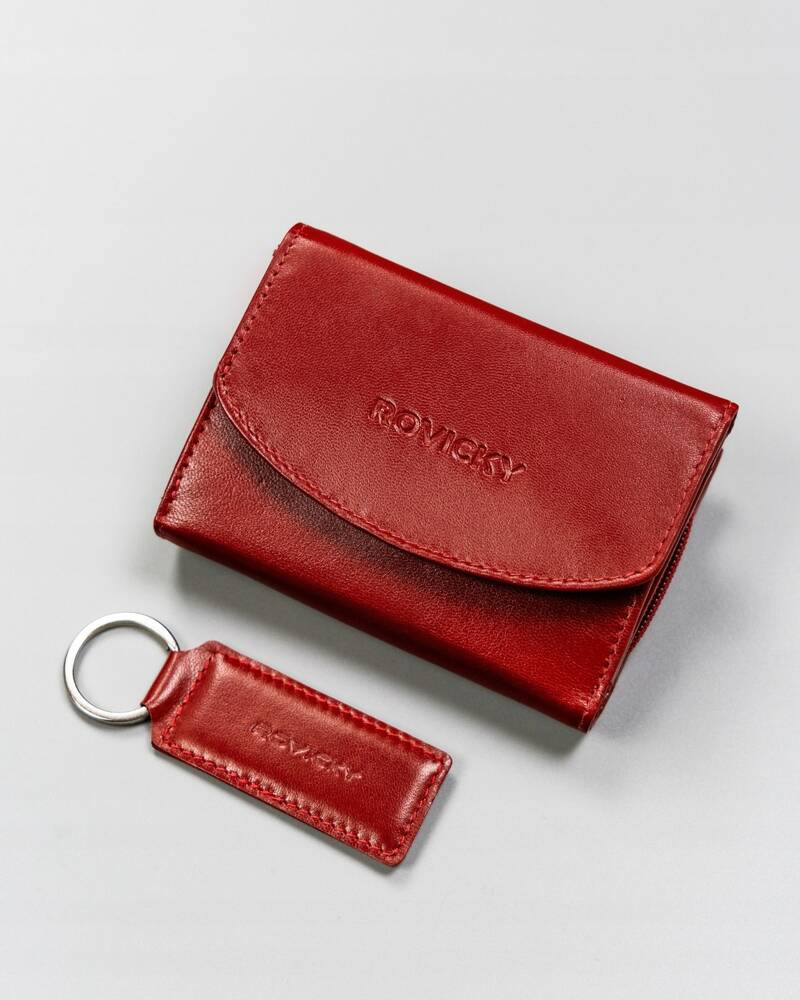 Geschenkset: Damen Geldbörse aus Leder und Schlüsselanhänger – Rovicky – Bild 2