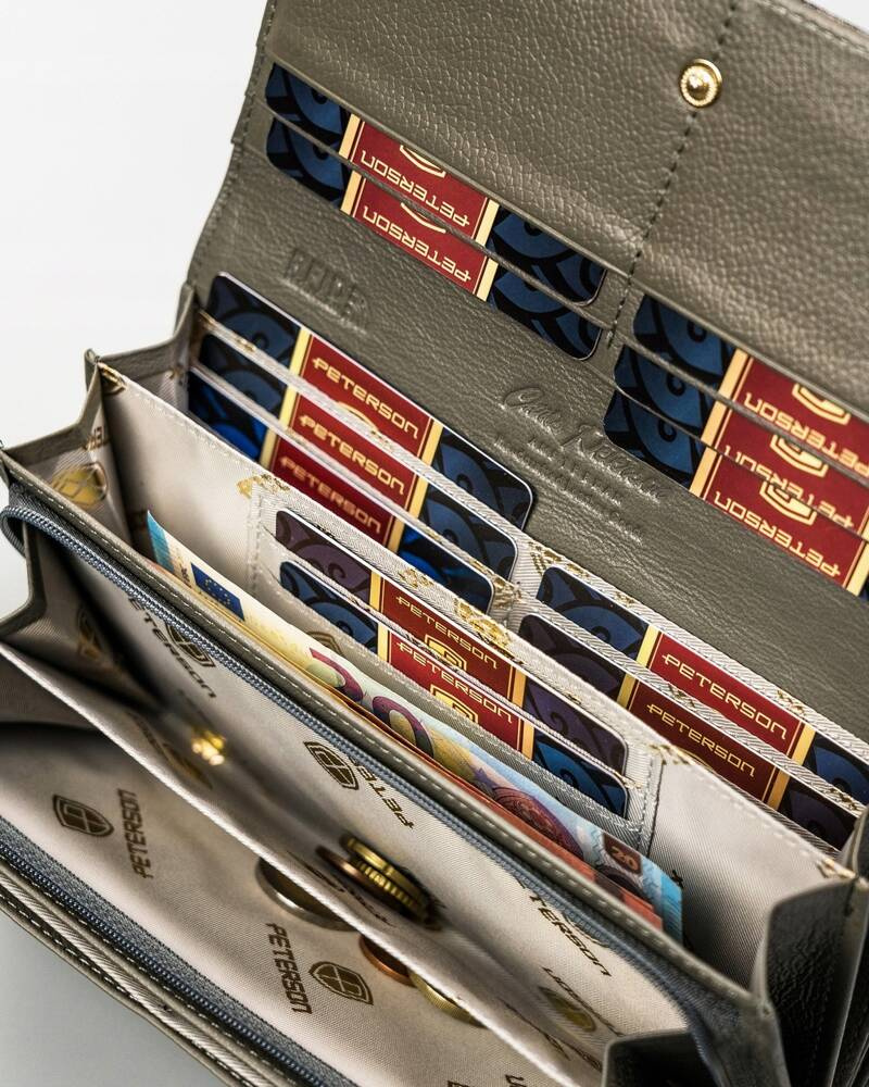 Große Damen Geldbörse aus Leder mit Druckknopf – Peterson – Bild 3