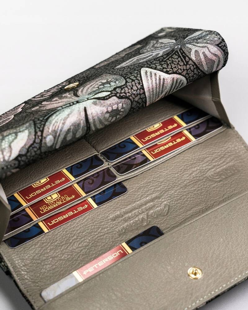 Große Damen Geldbörse aus Leder mit Druckknopf und Bügelverschluss – Peterson – Bild 4