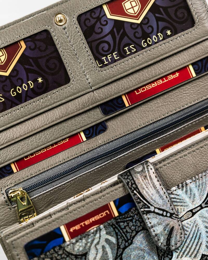 Große Damen Geldbörse aus Leder mit Druckknopf – Peterson – Bild 3