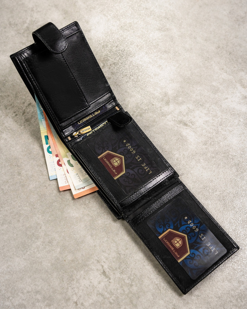 Geschenkset: Elegante Herren Geldbörse aus Leder, Kartenetui und Schlüsselanhänger – Peterson – Bild 9