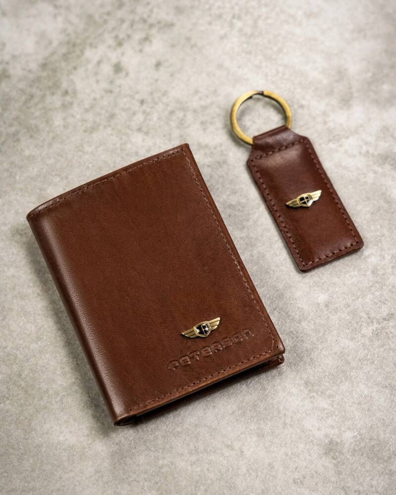 Geschenkset: Herren Geldbörse aus Leder, Etui und Schlüsselanhänger – Peterson – Bild 6