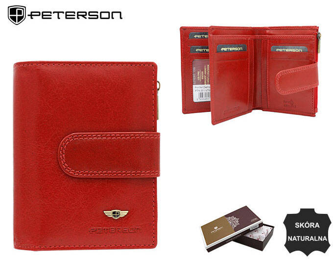 Mittelgroße Damen Geldbörse aus Leder mit Druckknopf und Reißverschluss – Peterson – Bild 10