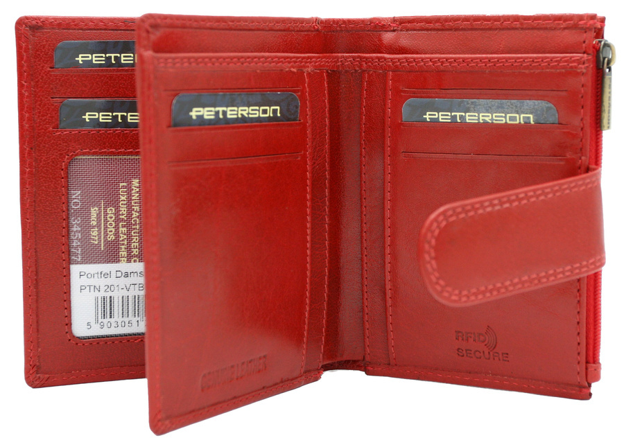 Mittelgroße Damen Geldbörse aus Leder mit Druckknopf und Reißverschluss – Peterson – Bild 9