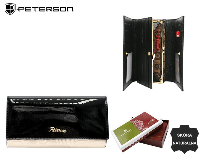 Große Damen Geldbörse aus Leder mit Druckknopf und Bügelverschluss – Peterson – Bild 12