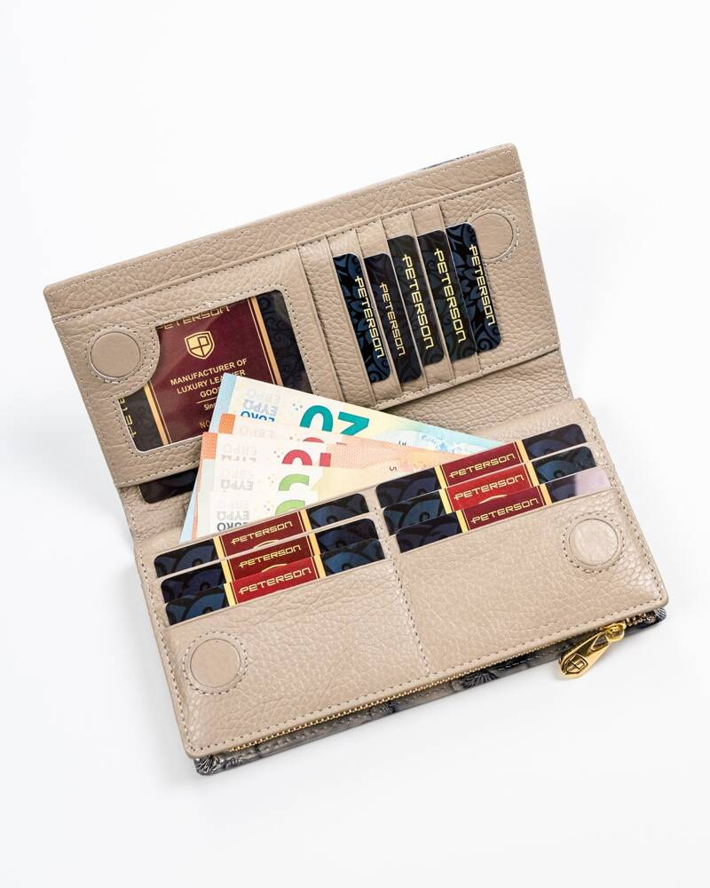 Elegante Damen Geldbörse aus Leder mit Magnet- und Reißverschluss – Peterson – Bild 3